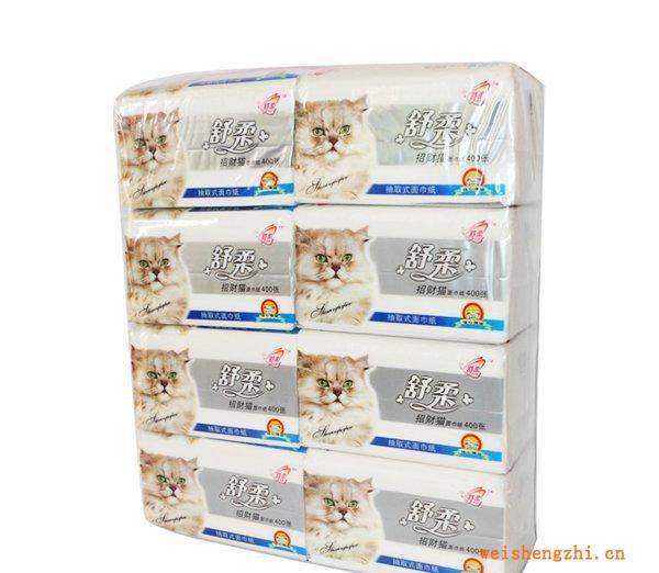 【廠家直銷】舒柔-招財(cái)貓抽取式面紙，衛(wèi)生紙，柔巾卷，紙巾