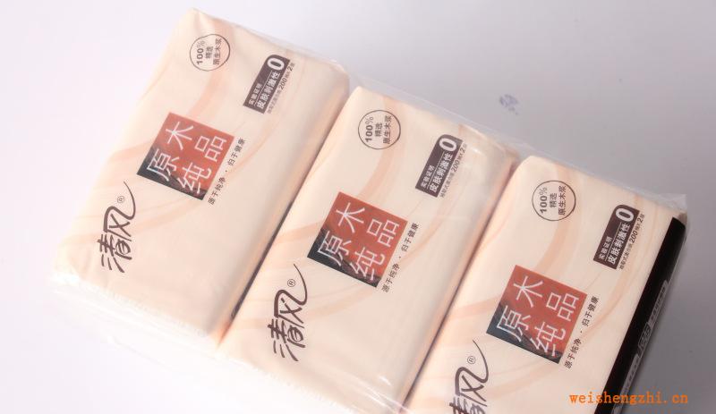 供應優質正品清風抽紙清風原木純品200抽三連包