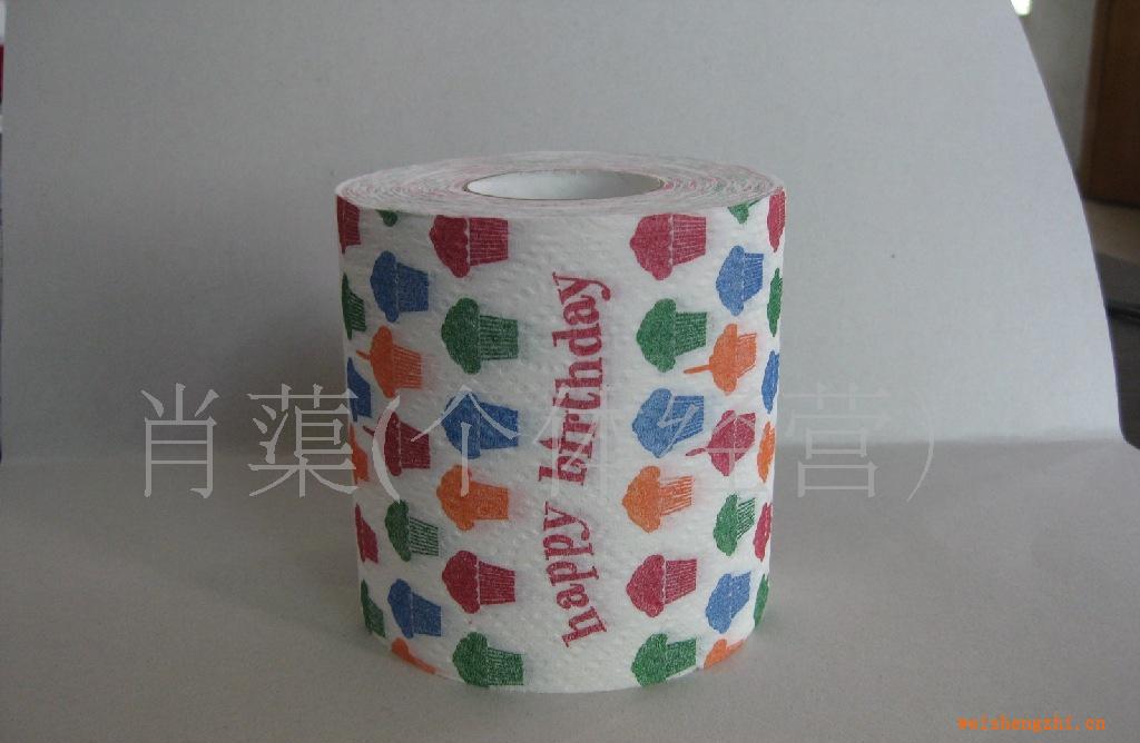 彩色印刷卷筒紙，彩色印花卷筒紙，圖案印花衛生紙,生日圖案廁所