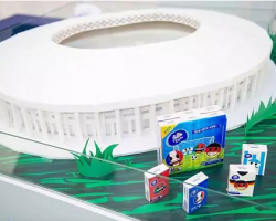 世界之大無奇不有！四年一次的世界杯狂歡，維達竟用紙巾造了個足球現場